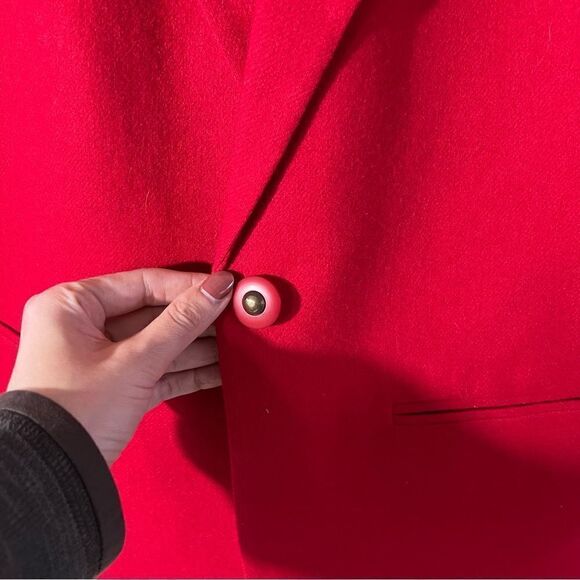 Women’s red wool long blazer vintage size 12 - Picture 2 of 3